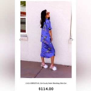 NWT✨ Dressed in LALA: LALA Original Design Get Lucky Satin Skirt Set (S)